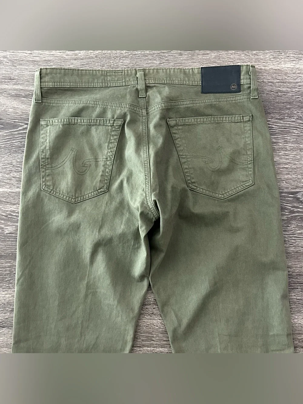 AG Adriano Goldschmied The Graduate Pants Mens 34x26 Green Tailored Leg Cotton
